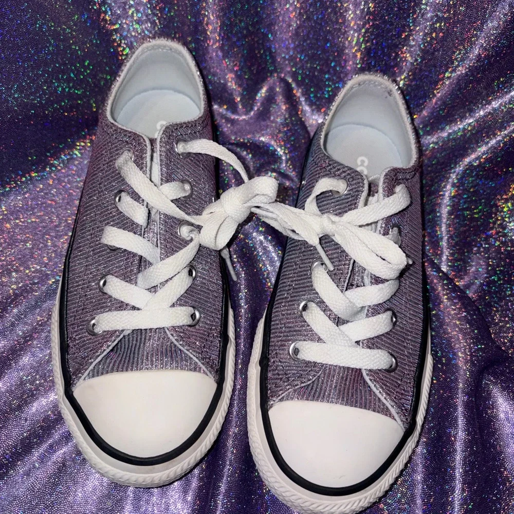 Girls Purple Glitter Converse